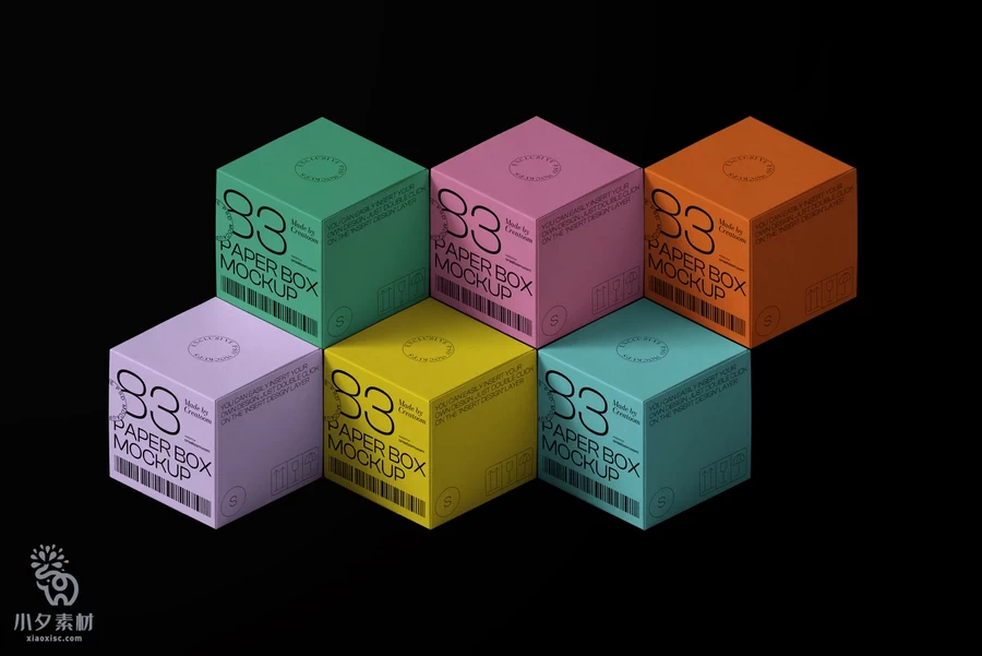 方形包装盒纸盒悬浮矩阵排列组合VI效果展示贴图样机PSD设计素材【001】